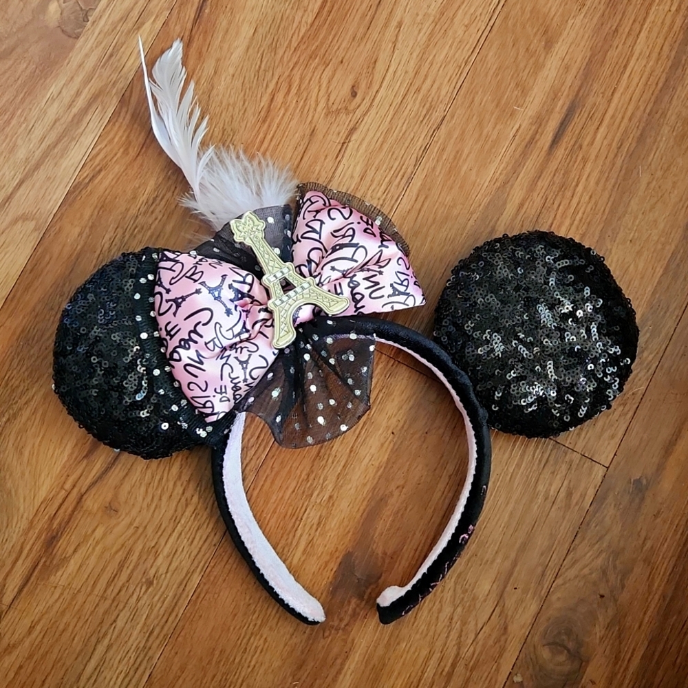 Minnie Ears Disney Epcot Un Bloom De Paris France Black Glitter